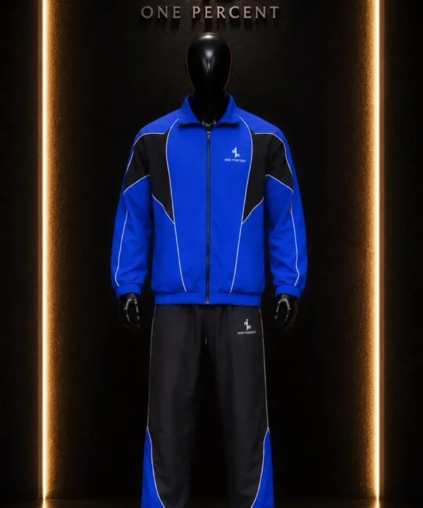 Handmade Mens Nylon Taslan Tracksuit Set, Blue Black Streetwear Jogging Suit, Gym Outfit Men